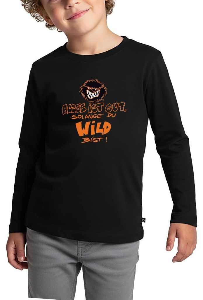 Spreadshirt Die Wilden Kerle Spruch Motto mit Logo Kinder Premium Langarmshirt, 122/128 (6 Jahre), Schwarz