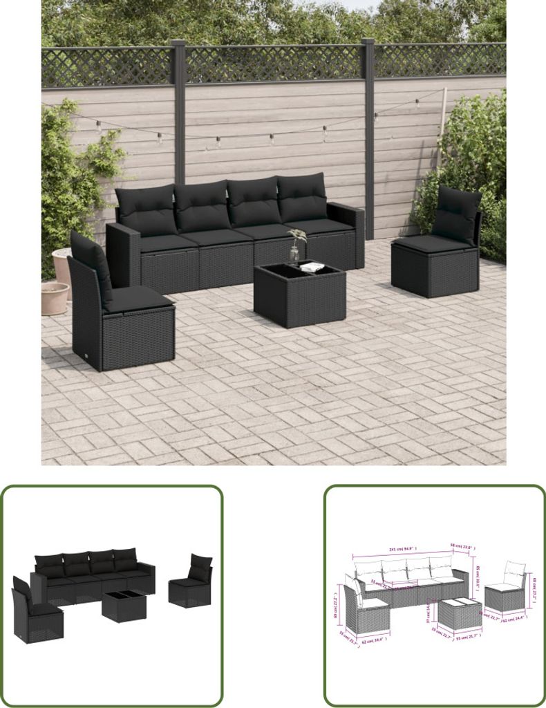The Living Store 7-tlg. Garten-Sofagarnitur mit Kissen Produktbild 