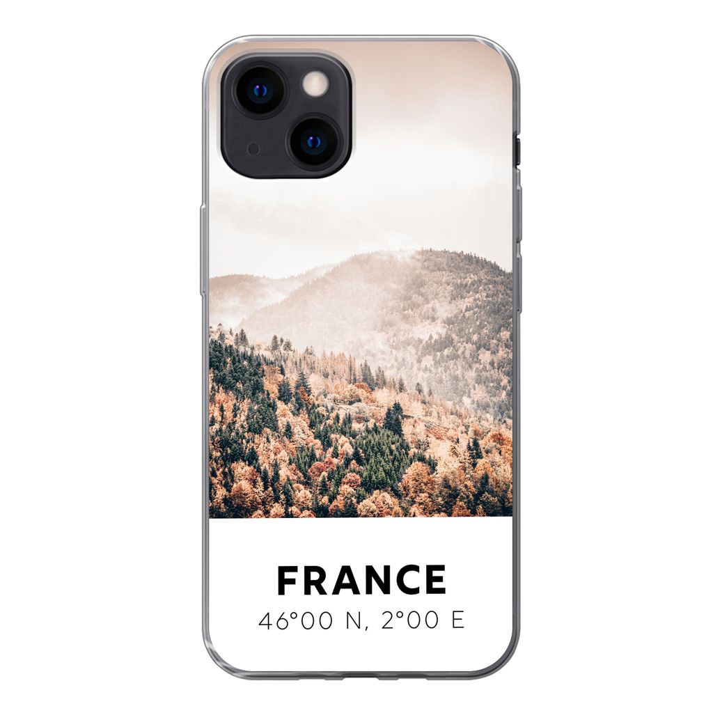 MuchoWow Handyhülle Schutzhülle Hülle für iPhone 13 mini Frankreich - Herbst - Mons Silikon Softcase Handy Hülle - Softcase
