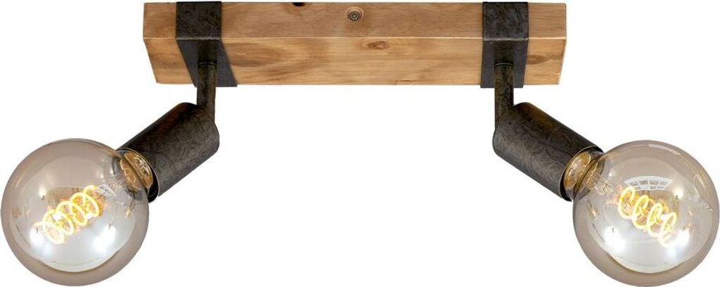 Spotleuchte Deckenlampe schwenkbar 2xE27 Metall-Holz Produktbild 