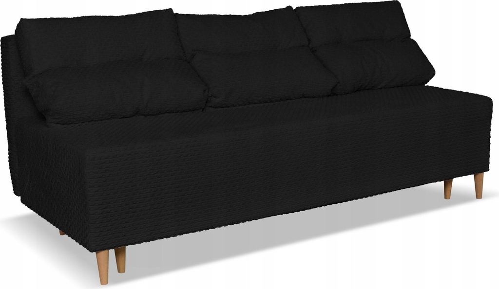 Family Meble Couch Kimo Schlafsofa Schlafcouch mit Bettkasten Freistehendes Lounge Sofa Bequem zum Entspannen Wohnzimmer Wartezimmer Schwarz(T)