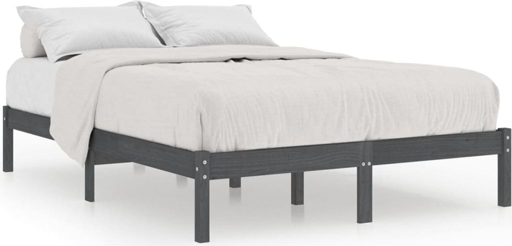 Rám postele šedý masivní borovice 200 x 200 cm Obrázek produktu 