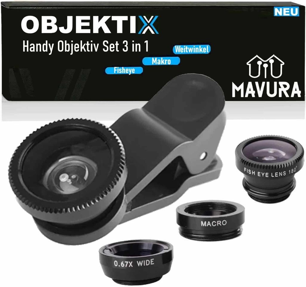 OBJEKTIX Handy Objektiv Set Smartphone Linsen Fisheye Produktbild 