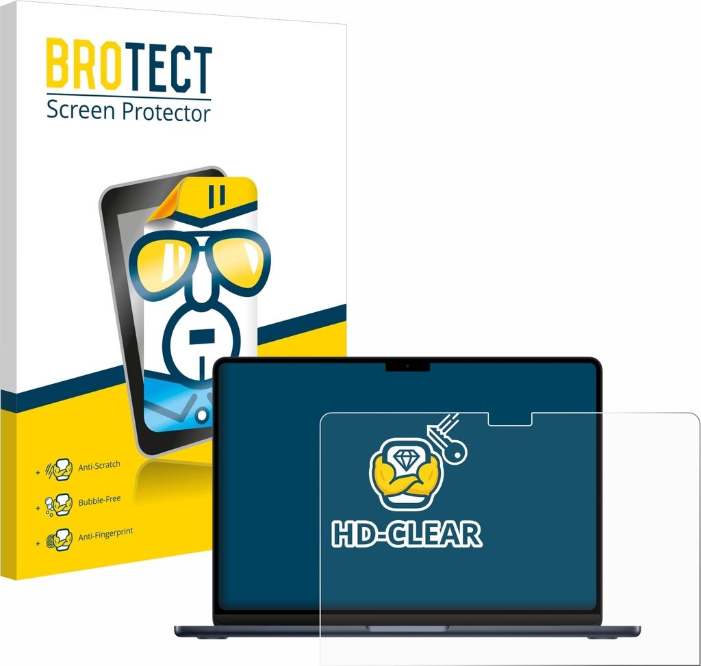 Für Apple MacBook Air 13" M3 2024 / M2 2022 Schutzfolie BROTECT Displayschutz Display Schutz Folie Klar Transparent