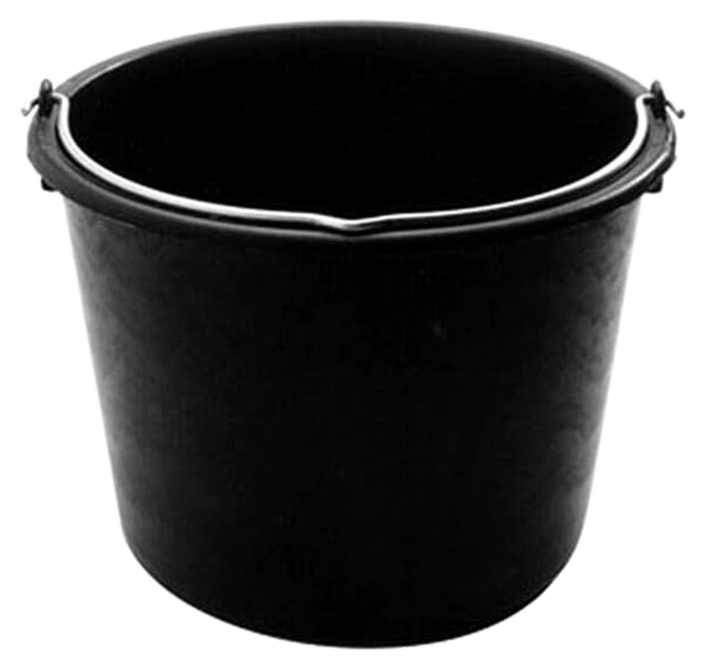 Baueimer ca. 12 Liter in Schwarz, robuster Wassereimer aus hochwertigem PE Regenerat, runder Putzeimer mit Metallhenkel, praktischer Zementeimer mi...