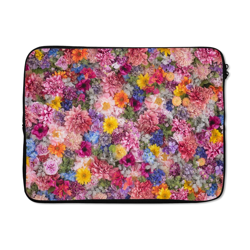 MuchoWow Laptop Hülle 17 Zoll Laptoptasche Blumen - Farben - Collage - Zipper - Schutzabdeckung