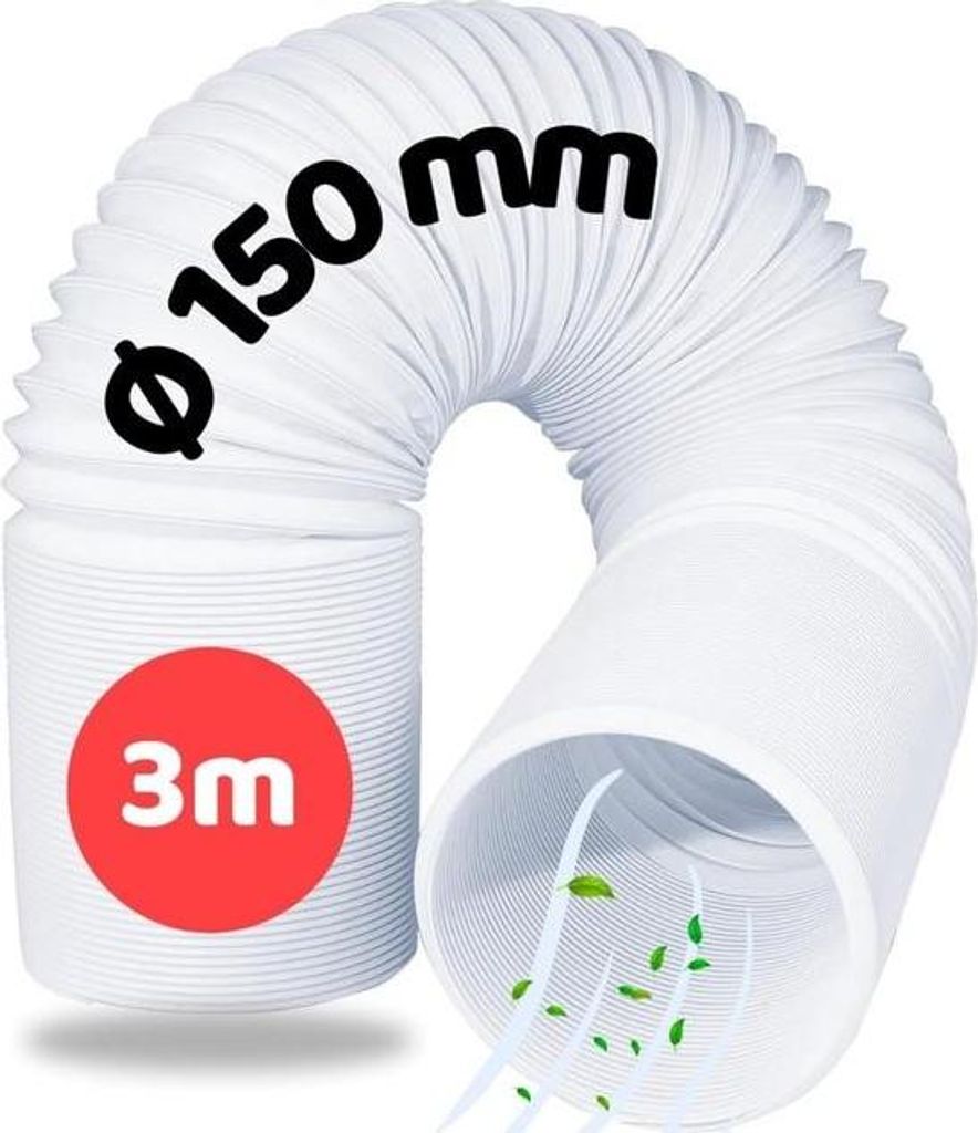 Ablaufschlauch 150 mm - Flexibler Schlauch für mobile Klimaanlagen und Wäschetrockner - 3 Meter