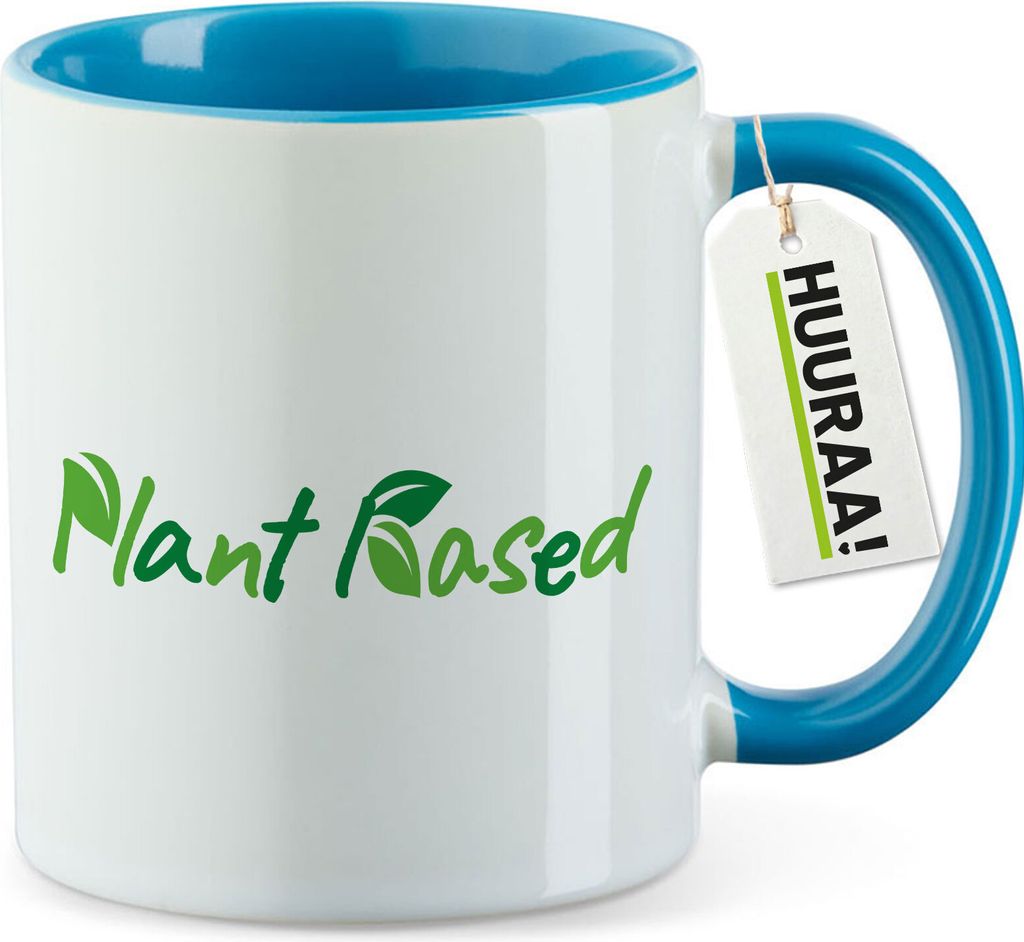 Huuraa Kaffeetasse Plant Based Blätter 330ml Blau Keramik Kaffeebecher Geschenkidee