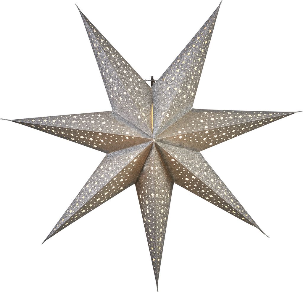 Papierstern 'Blinka', 7-zackig, silber, 60 cm