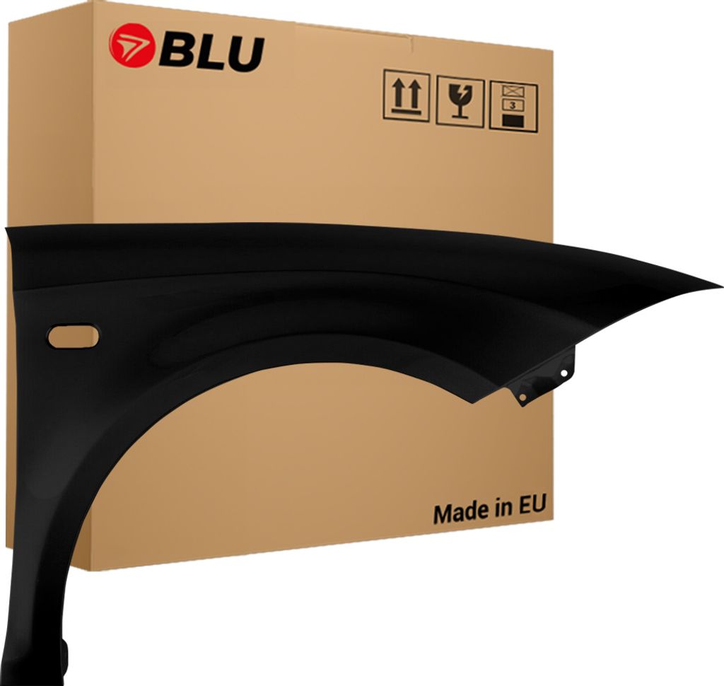 BLU Kotflügel Passend für Seat Leon II 2 1P1 LC9Z Rechts Schwarz BlackMagic | 2005-2012 | Vorderseite Vorne | Lackiert | Einbaufertig