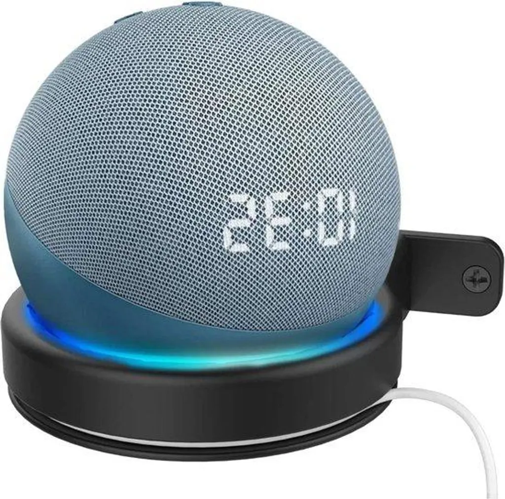 Support mural pour Echo Dot noir - Fixation enceinte domotique robuste