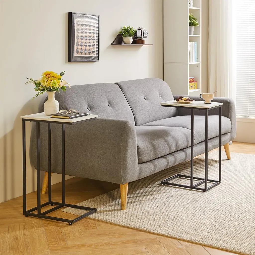 Optimisez votre Espace avec la Table d'appoint C Marbre et Métal Noir - 4