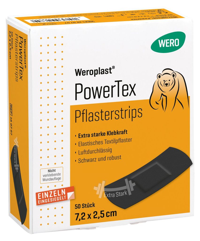 Weroplast PowerTex Pflasterstrips 7,2 x 2,5 cm, 50 Stk/Pkg Produktbild 