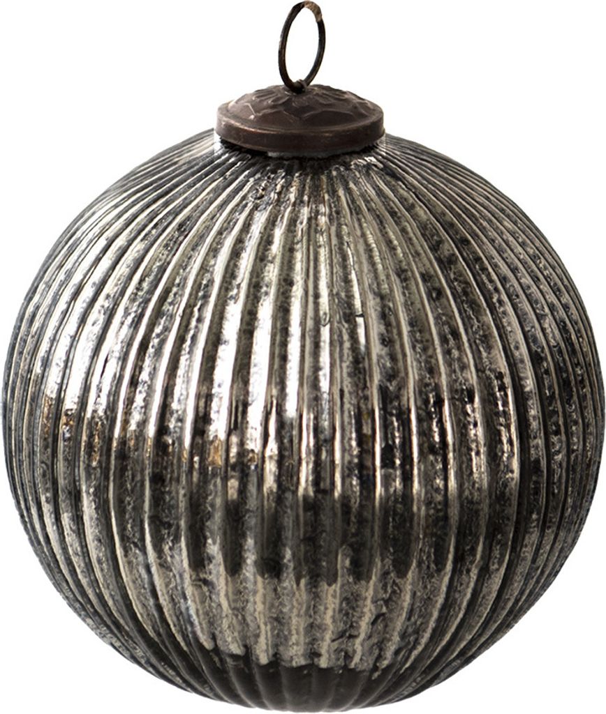Clayre & Eef Weihnachtskugel Ø 15 cm Schwarz Silberfarbig Glas