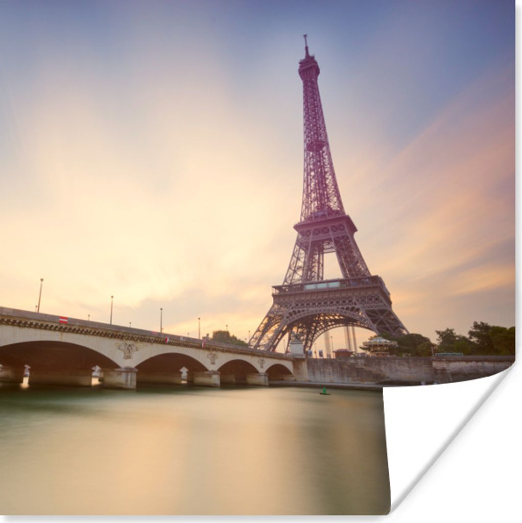 MuchoWow Poster Paris - Eiffelturm - Brücke 100x100 cm - Babyzimmer