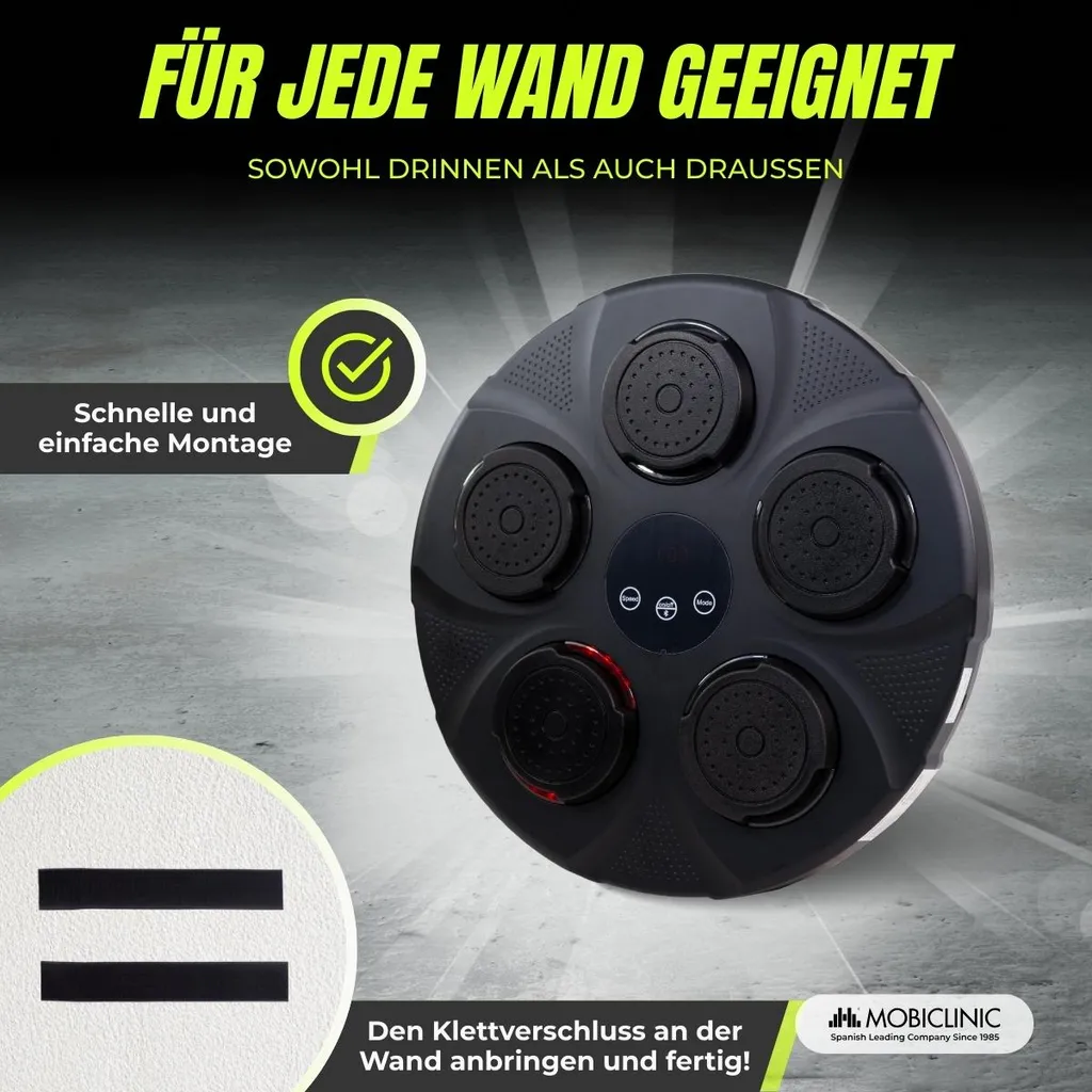 Machine boxe Bluetooth 9 modes avec lumières LED et gants Mobiclinic
