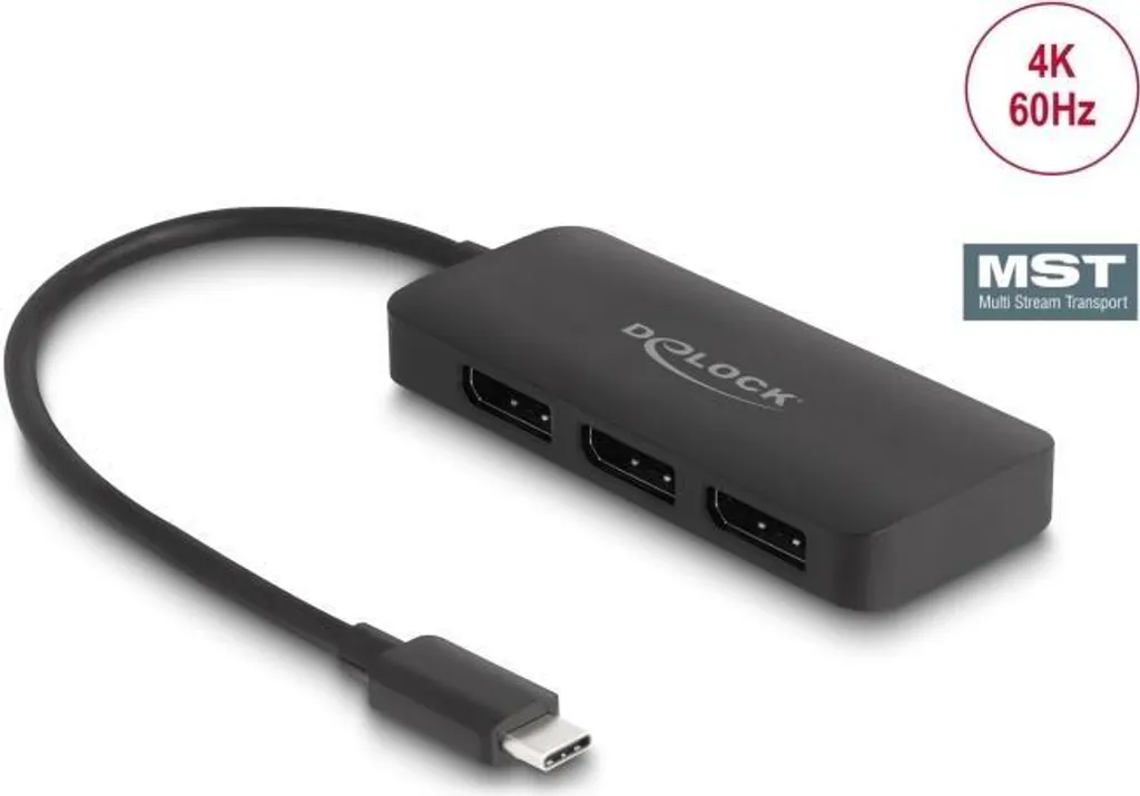 DeLOCK 88041 Splitter MST USB-C: Triplo 4K DP per Professionisti
