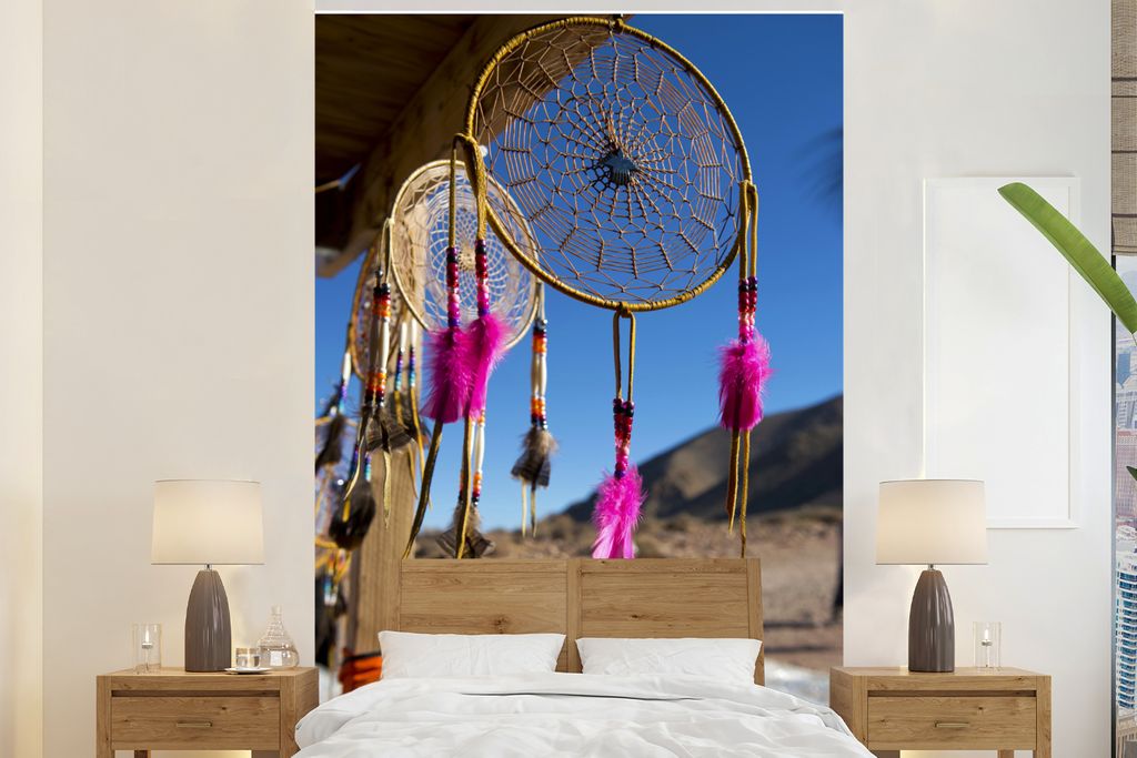 MuchoWow Fototapete für Wohnzimmer oder Schlafzimmer Wandtapete Vinyl Motivtapete Ein rosa Traumfänger in den Vereinigten Staaten - 160x240 cm ...