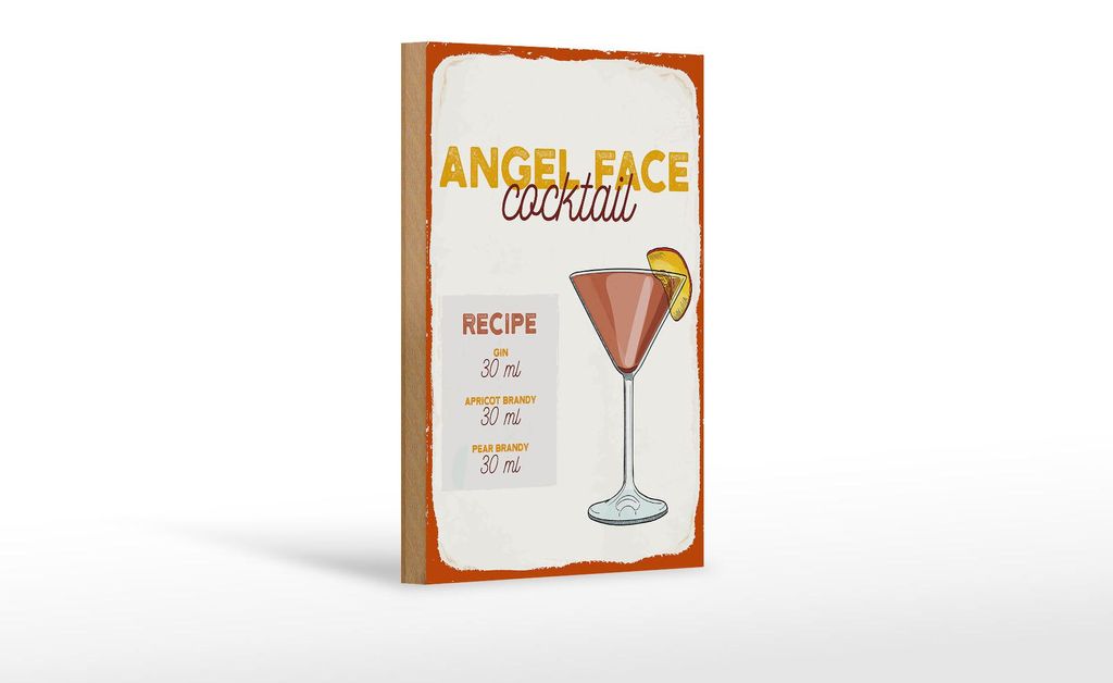 Holzschild Rezept Angel Face Cocktail Recipe 12x18 cm Dekoration