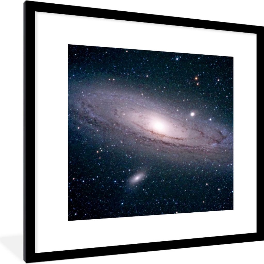 MuchoWow Gerahmtes Poster Die Milchstraße am Sternenhimmel 40x40 cm - Poster mit Schwarzem Bilderrahmen Wandposter Rahmen Foto Bilder - Poster -...