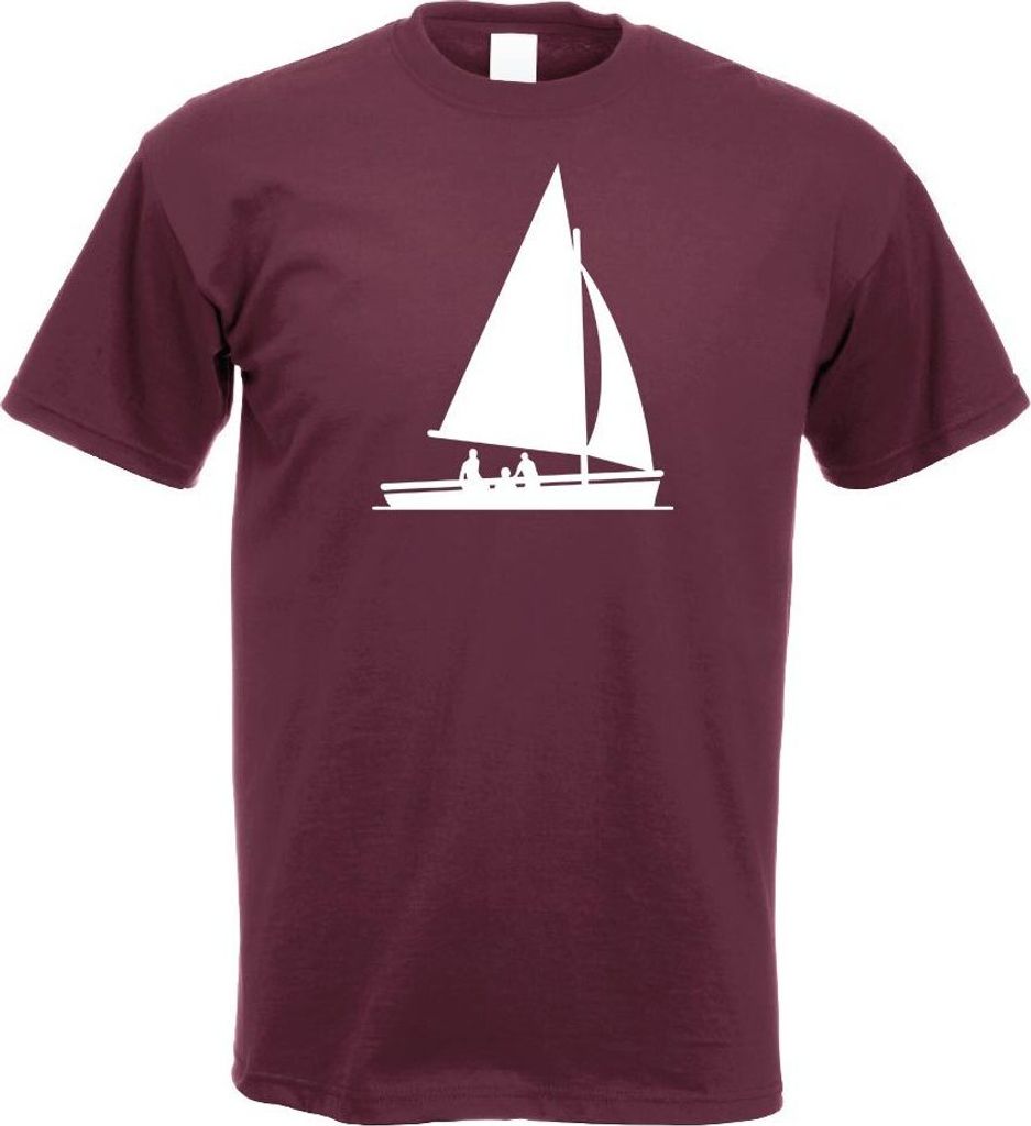 Kiwistar - T-Shirt - Burgund - Segeln Boot Figur Fahren Motiv Bedruckt Funshirt Design Print - mit Motiv Bedruckt - Funshirt Design - Sport - Freiz...
