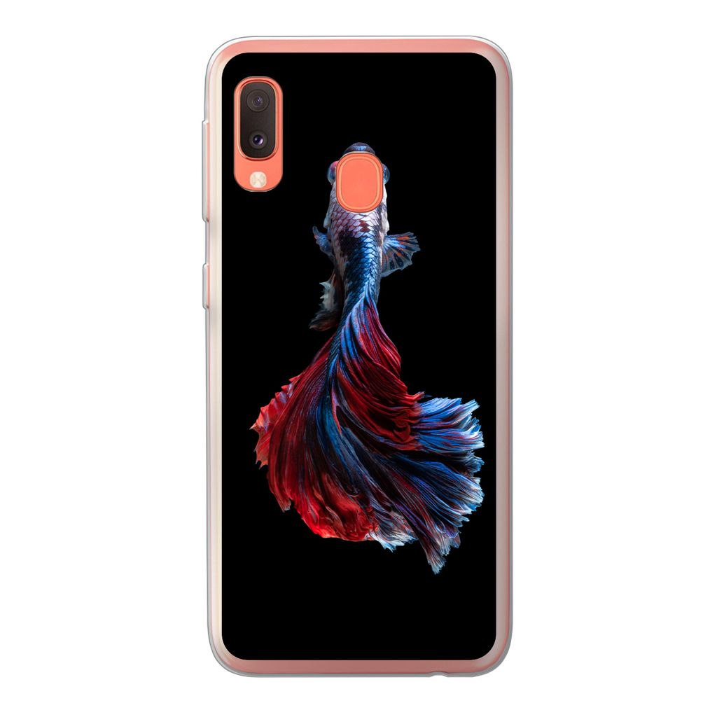 MuchoWow Handyhülle Schutzhülle Hülle für Samsung Galaxy A20e Fisch - Schwanz - Schwarz Silikon Softcase Handy Hülle - Abdeckung