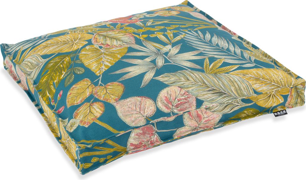 H.O.C.K. Eliza-Bouquet Outdoor Sitzkissen Blumen-Motiv 50x50x5cm petrol