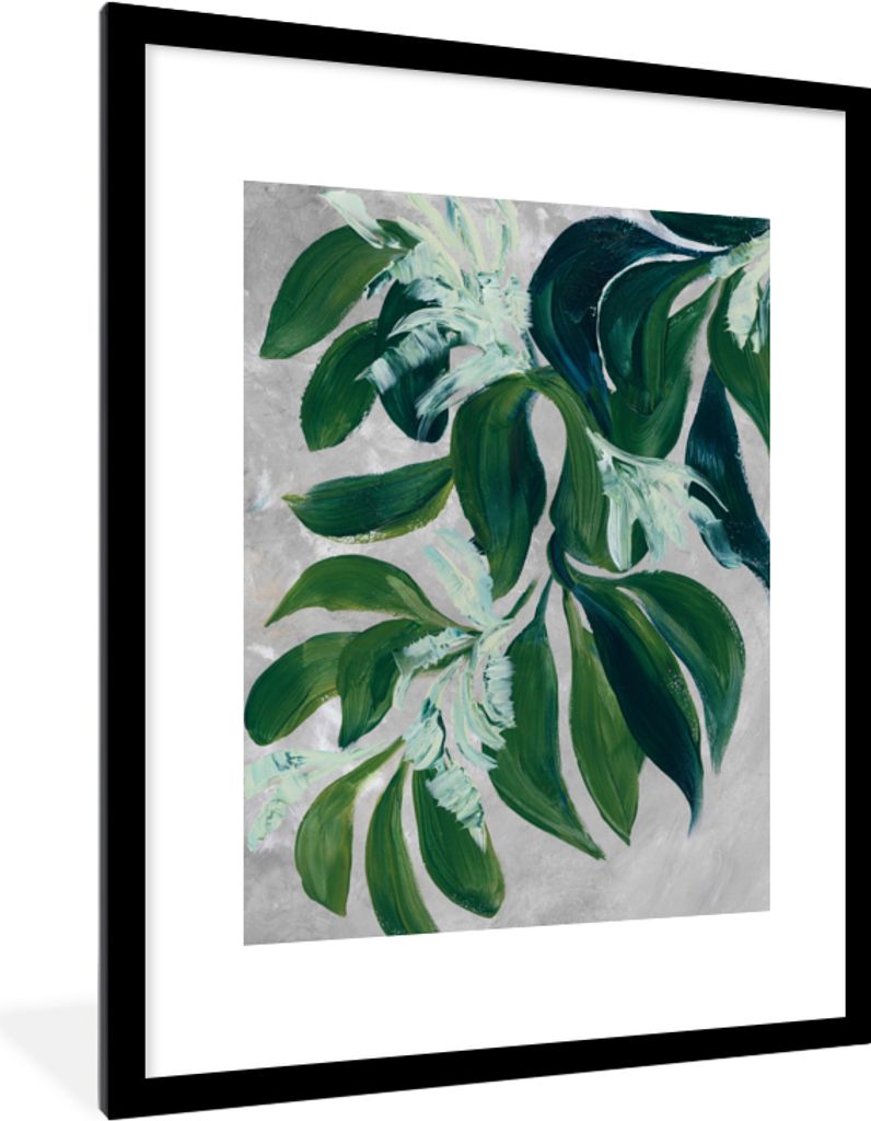 MuchoWow Gerahmtes Poster Blätter - Farbe - Pflanzen - Grün 60x80 cm - Poster mit Schwarzem Bilderrahmen Wandposter Rahmen Foto Bilder - Wohnzi...