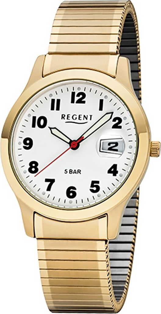 Regent Edelstahl Herren Uhr F-1017 Quarzuhr Armband gold D2URF1017