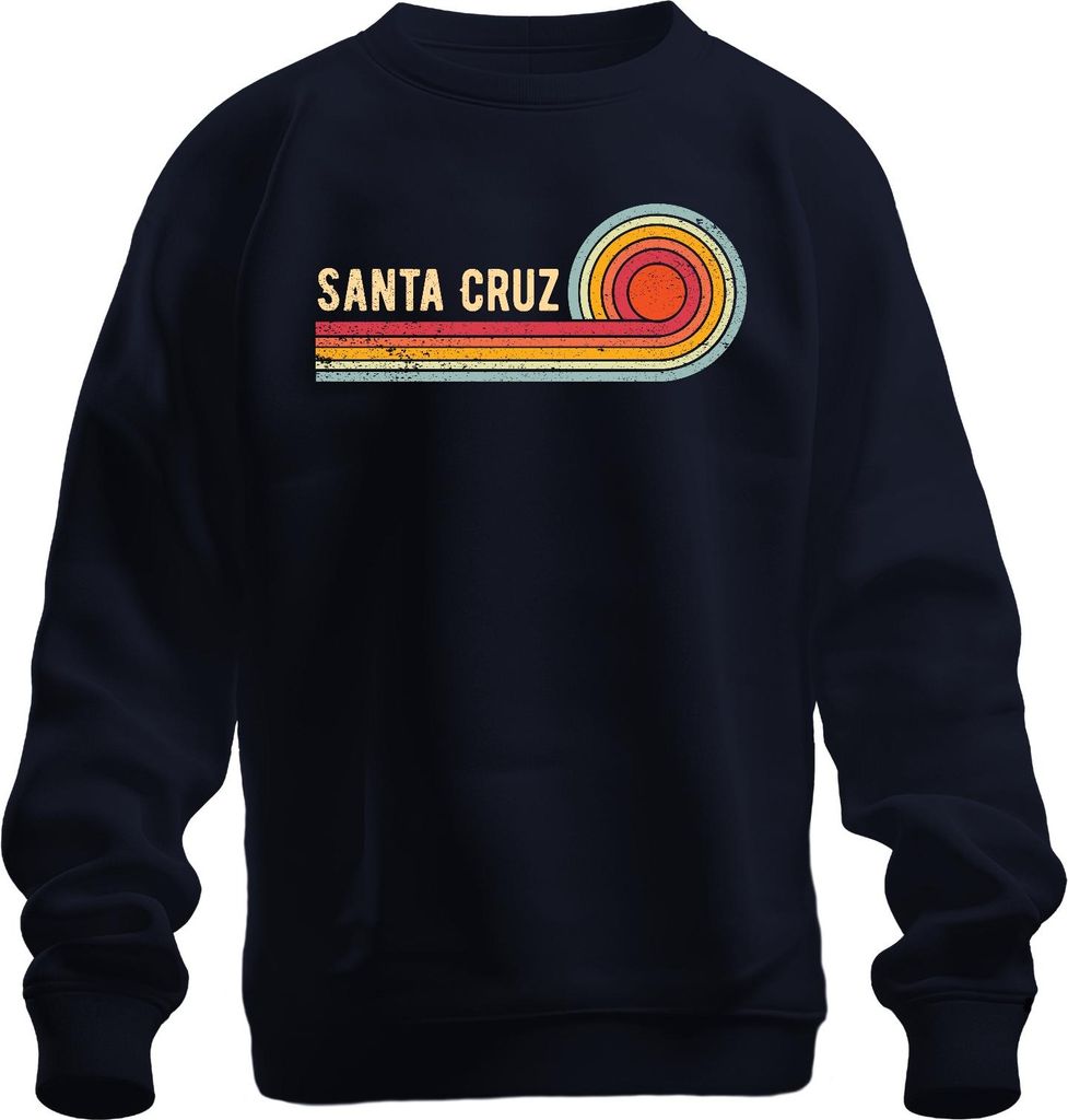 SANTA CRUZ Retro Vintage Surf Sonne Strand Kalifornien Wellen Uni Sweatshirt Pullover, Navy, XL