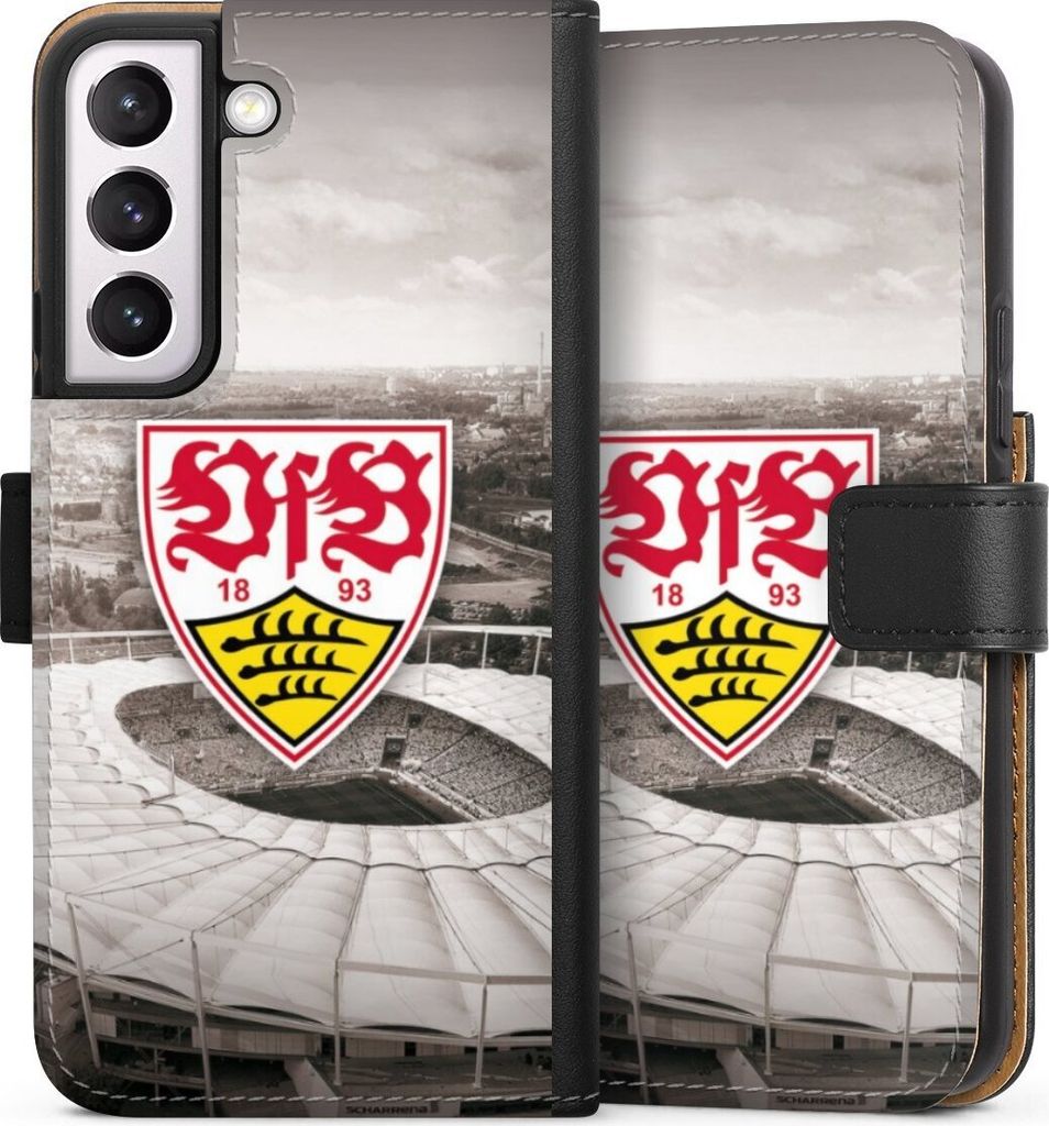 DeinDesign Klapphülle für Samsung Galaxy S22 Handytasche Lederhülle Tasche Offizielles Lizenzprodukt Stadion VfB Stuttgart