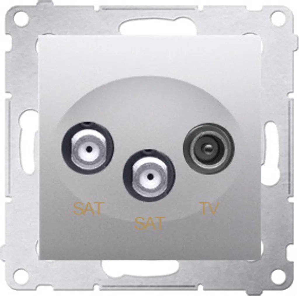 Prise d'antenne pour double satellite et TV Simon 54 Argent DASK2.01/43