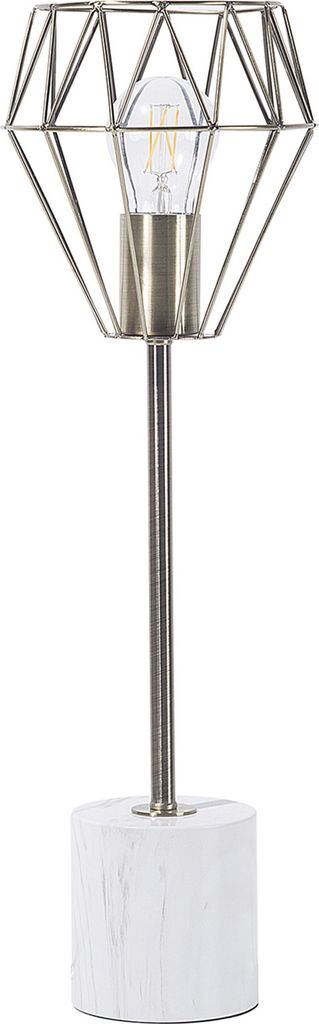 BELIANI Tischlampe Gold Metall 53 cm Glühbirnen-Optik Schirm Diamantform Lampenfuß Marmoroptik Kabel mit Schalter Modernes Design