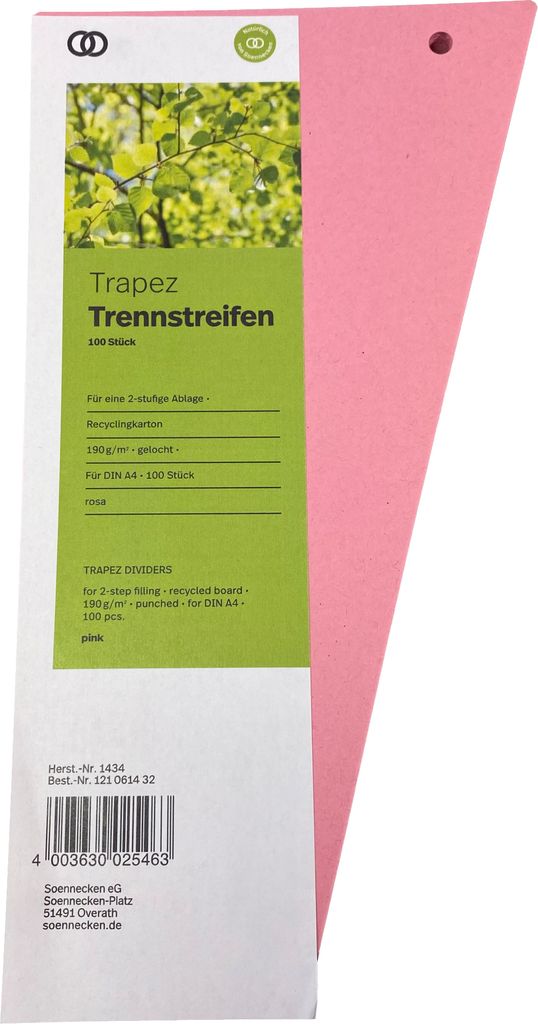 Soennecken Trennstreifen oeco 1434 12,5/6,5x24cm rosa 100St.