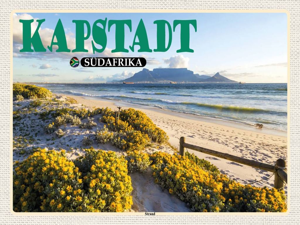 vianmo Holzschild 30x40 cm Kapstadt Südafrika Strand Meer Berge Bildmotiv Reisemotiv Abenteuer Reisen