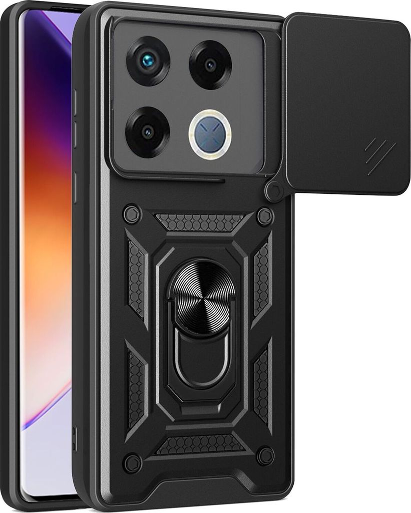 Hülle für Infinix GT 20 Pro Magnetische Ring Ständer Halter Dia Kameraschutz TPU Bumper Silikon Schutzhülle Schwarz