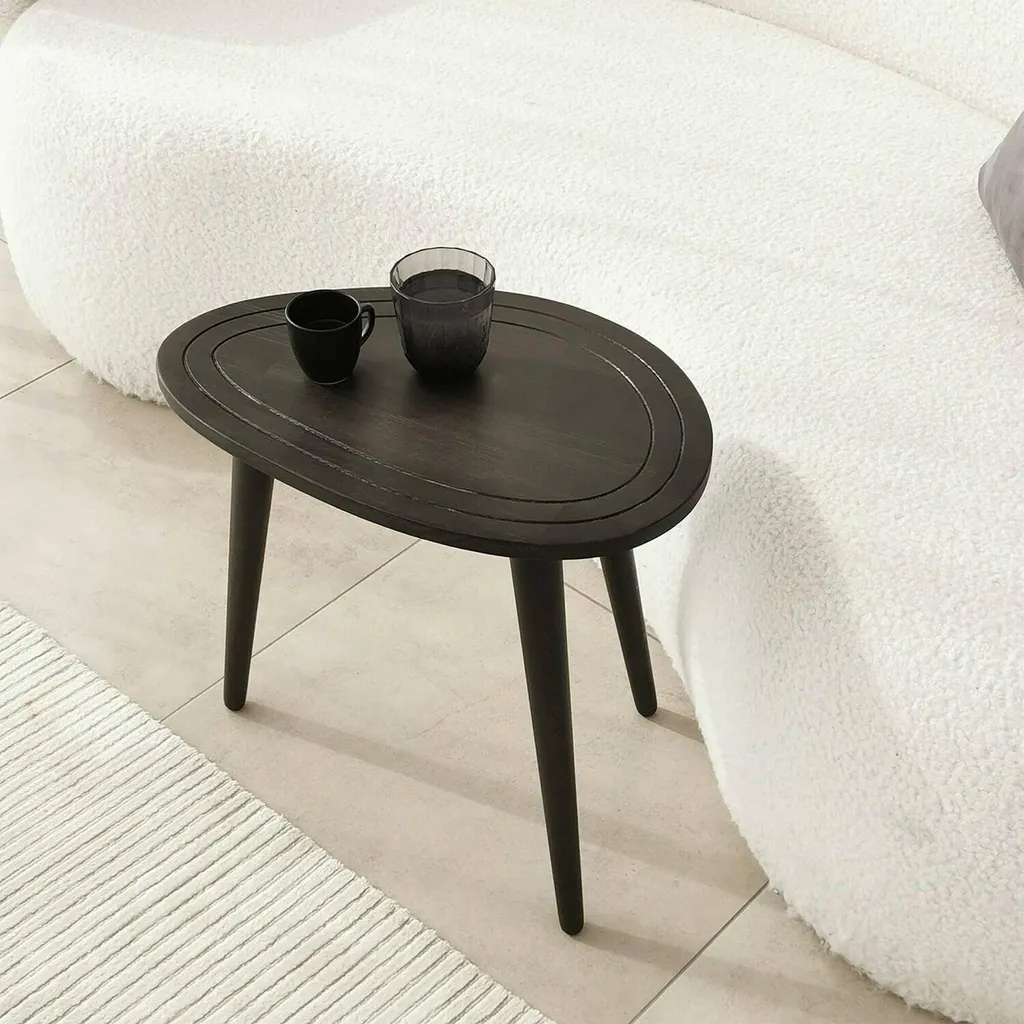 Table basse anthracite Janequeo compacte et ovale de 50x33x52h cm Noir - 5