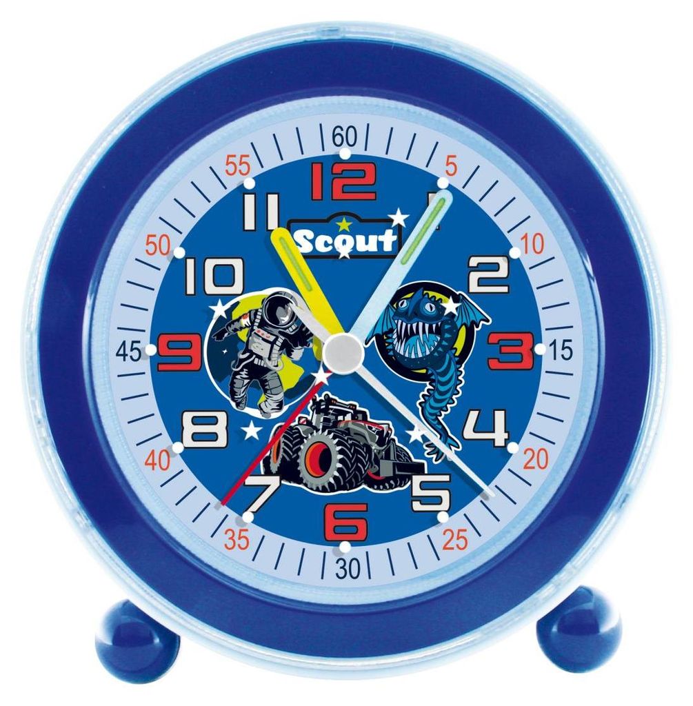 Scout Kinder Wecker Alarm NightLight Monster Traktor Blau Produktbild 