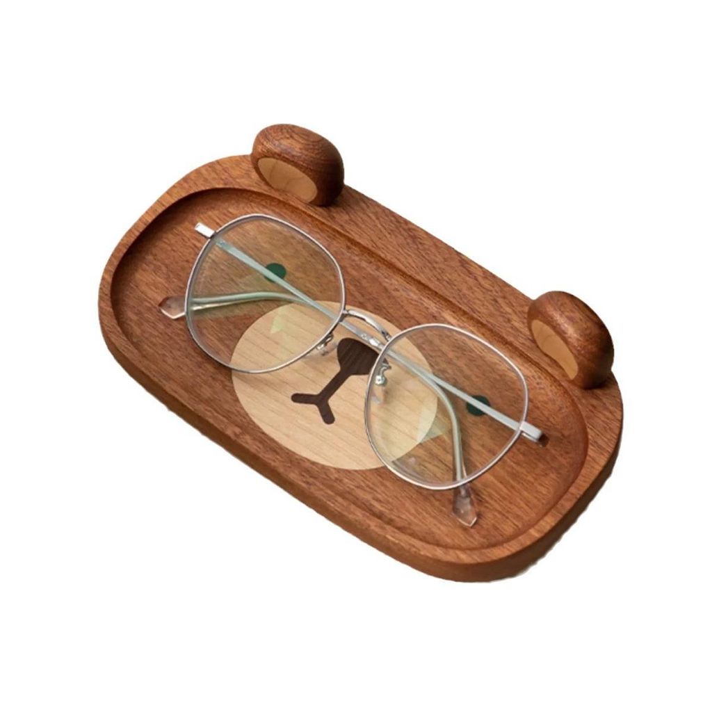 Holz-Ablageschale Bären-Design 17,5×10×4,5 cm Naturholz Dekoschale für Schlüssel, Brille, Schmuck Innenbereich