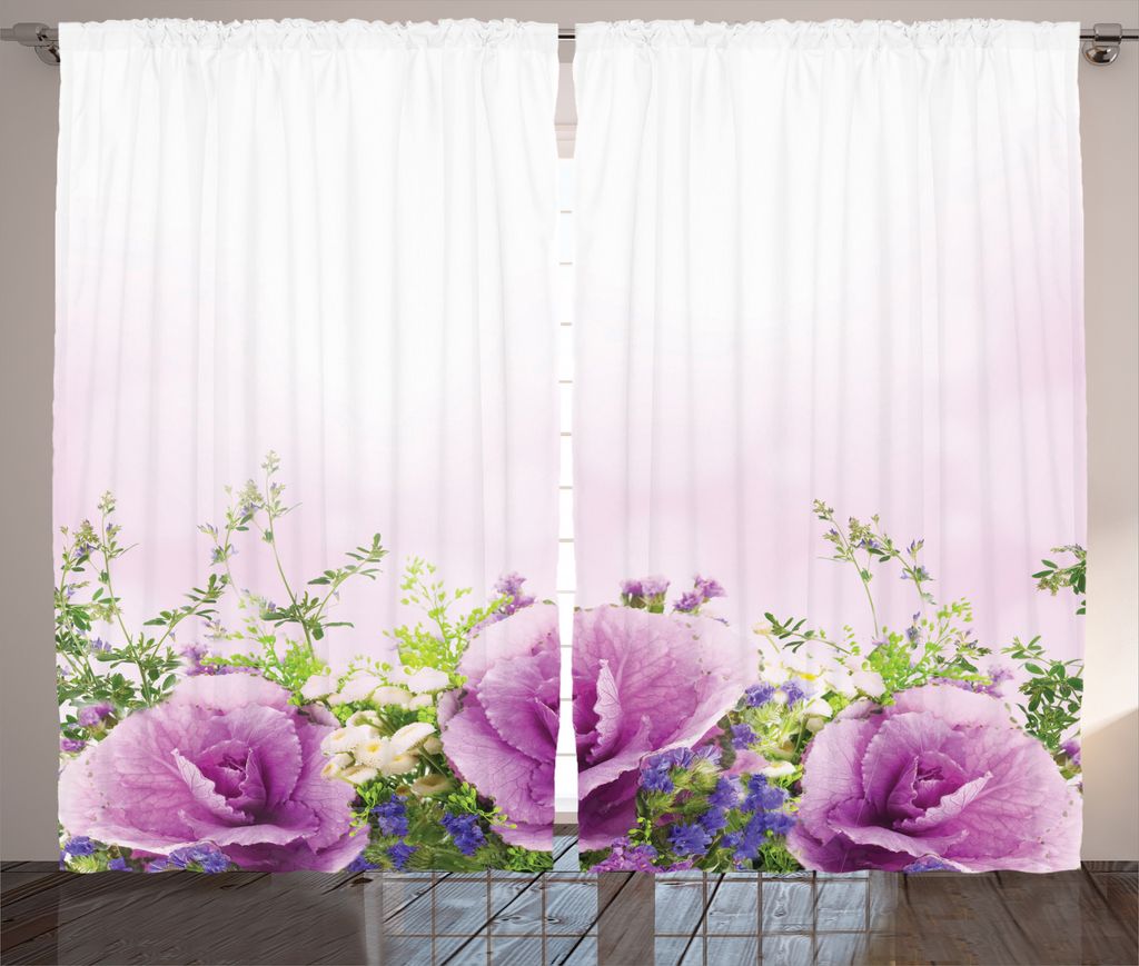 ABAKUHAUS Romantik Rustikaler Vorhang, Frühling Fragnant Bouquet, Wohnzimmer Universalband Gardinen mit Schlaufen und Haken, 280 x 175 cm, Lavende...