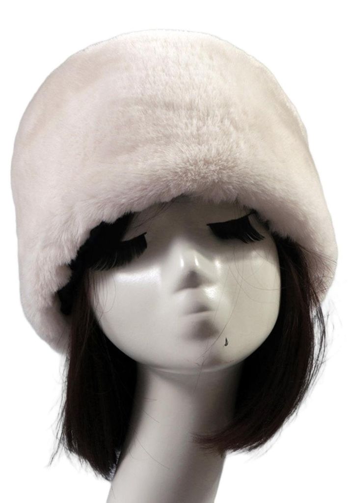 Beanie Flat Top Windproof Krempless Russian Style Women Thick Flauschy Art Fur Winter Hat for Daily Life