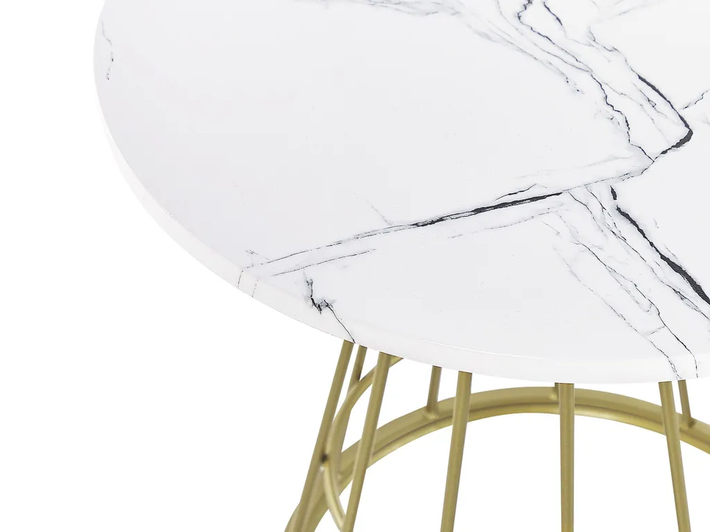 Table basse 50 cm dorée avec plateau aspect marbre blanc haut de gamme - 4