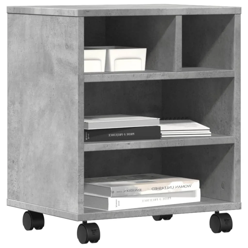Mobiletto Stampante vidaXL Grigio Cemento 41x32x48 cm - Arredo Ufficio - 4