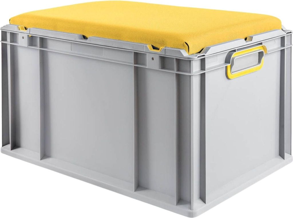 Eurobox NextGen Seat Box Gelb | HxBxT 36,5x40x60cm | 65 Liter | Griffe geschlossen | Grau | Eurobehälter, Sitzbox, Transportbox, Transportbehälte...