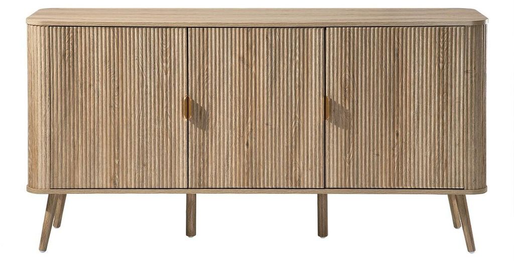CALICOSY - Buffet 3 portes arrondi avec façades lames effet Image du produit 