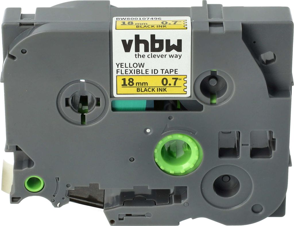 vhbw Schriftband-Kassette kompatibel mit Brother PT 540 C, 7500 VP, 550, 540, 3600, 340 C, 350 Etiketten-Drucker 8m x 18mm Schwarz auf Gelb, Flexibel