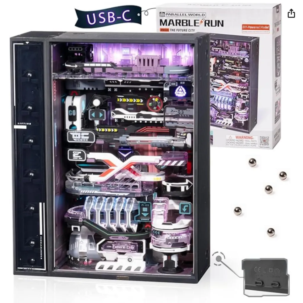 Circuit à Billes Puzzle 3D Éclairé - Jeu de Construction Motorisé DIY