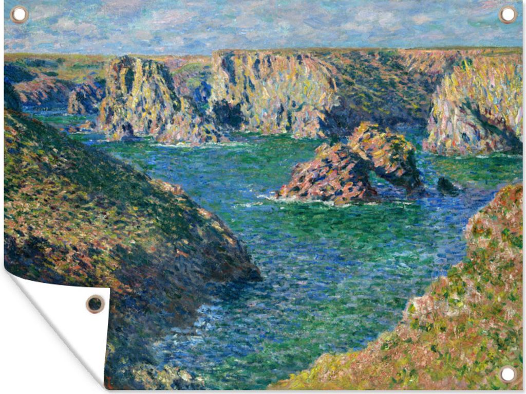 MuchoWow 80x60 cm Outdoor-Poster Gartendeko Sichtschutz Garten Poster für den Garten Die Klippen von Belle-Ile - Gemälde von Claude Monet