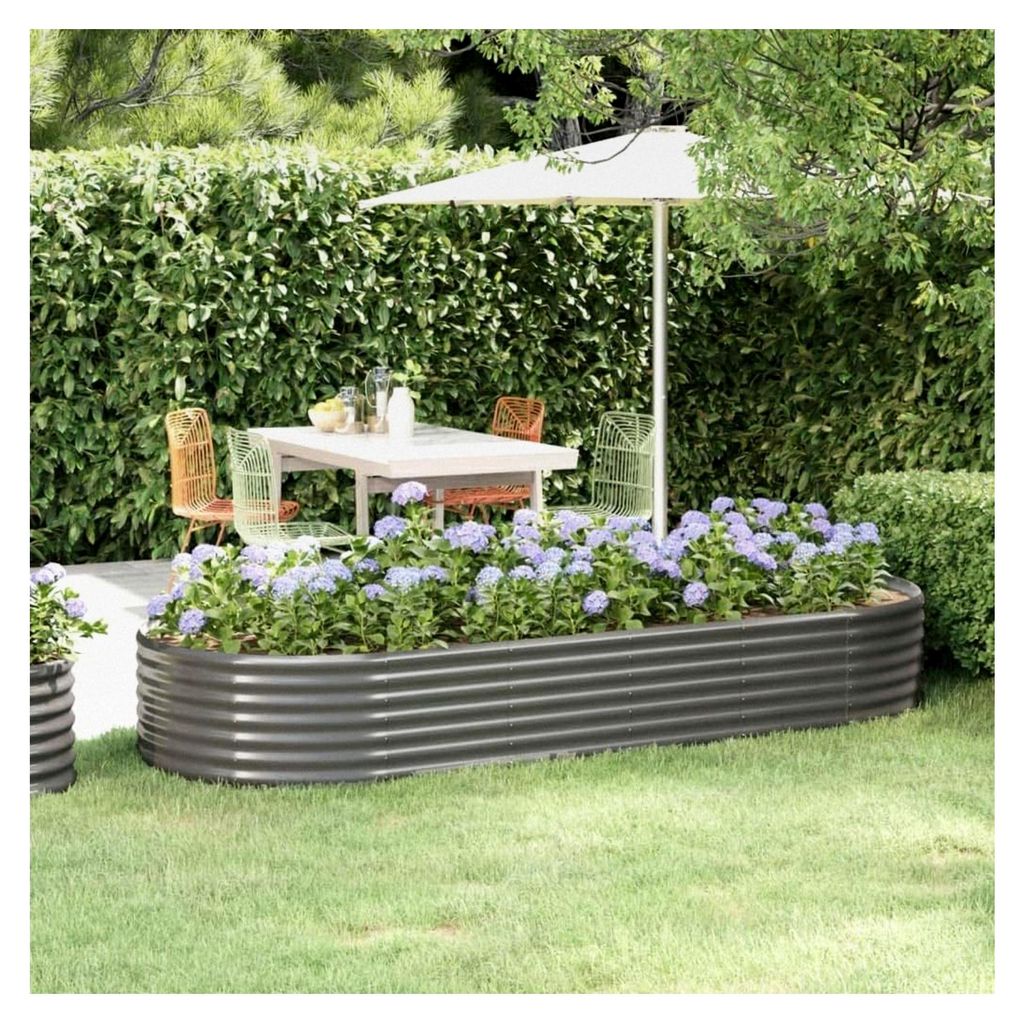 Blumenkästen für den Außenbereich, Hochbeet aus verzinktem Stahl, 249 x 100 x 36 cm, Grau, ideal für Kräuter und Sukkulenten im Garten, auf de...