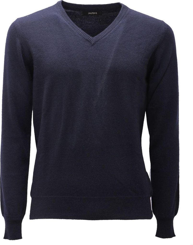 6049AF maglione uomo ALPHA STUDIO blue navy wool/cashmere v-neck sweater man
